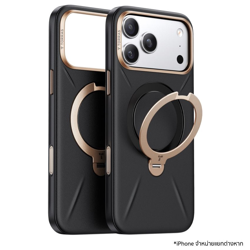 เคสกันกระแทก iPhone 17 Pro Max Torras Ostand Spin VegSkin Series - Ivory Black