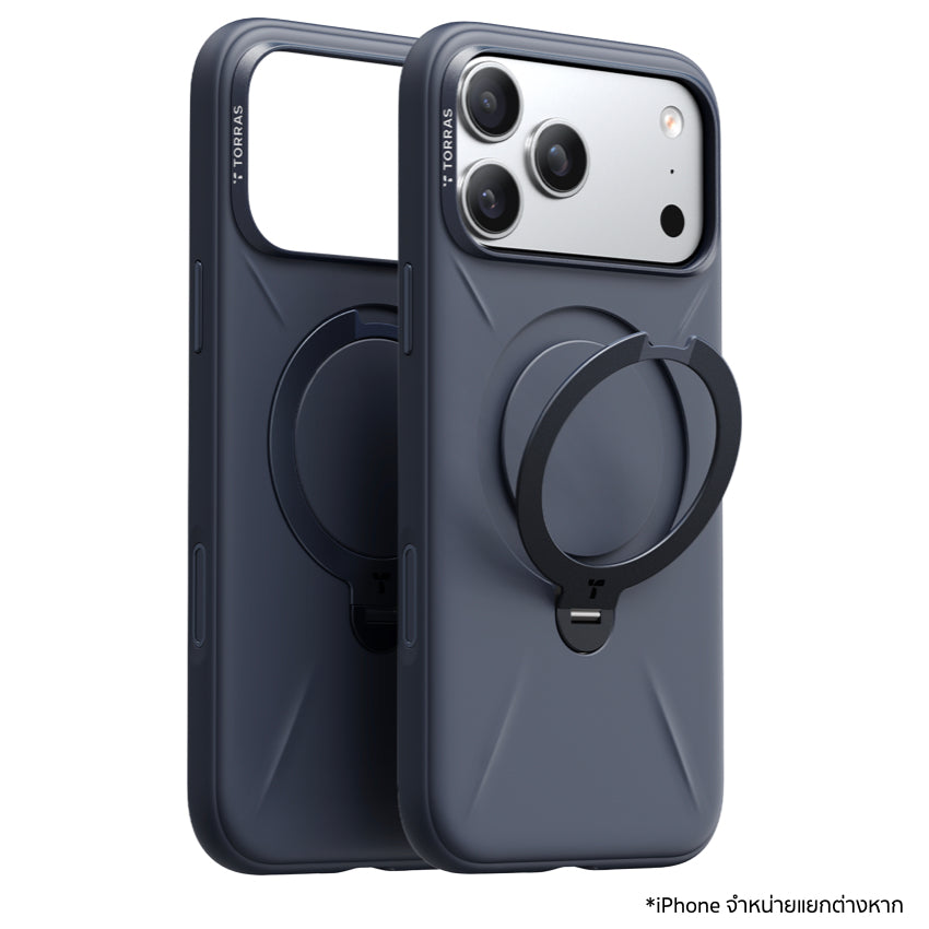 เคสกันกระแทก iPhone 17 Pro Max Torras Ostand Spin Silicone Series สี Midnight Blue ขาตั้งหมุน 360° ซิลิโคน ROHS กันลื่น ป้องกันรอยขีดข่วน