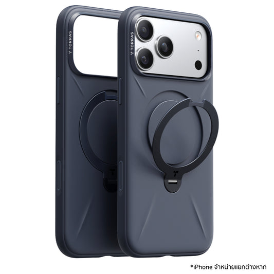 เคสกันกระแทก iPhone 17 Pro Max Torras Ostand Spin Silicone Series สี Midnight Blue ขาตั้งหมุน 360° ซิลิโคน ROHS กันลื่น ป้องกันรอยขีดข่วน