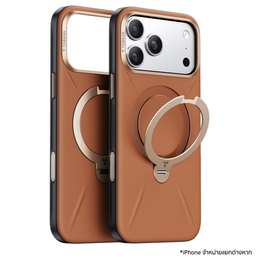 เคส iPhone 17 Pro Max Ostand Spin VegSkin Series สี Terra Brown ดีไซน์หรู กันกระแทก ทนทาน รองรับ MagSafe และขาตั้งหมุนได้ 360°