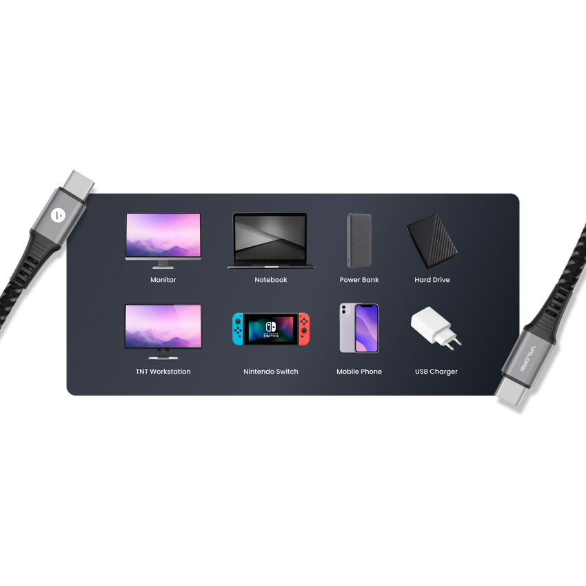 สายชาร์จ Valore USB-C to USB-C สี Black ความยาว 2 เมตร 240 วัตต์