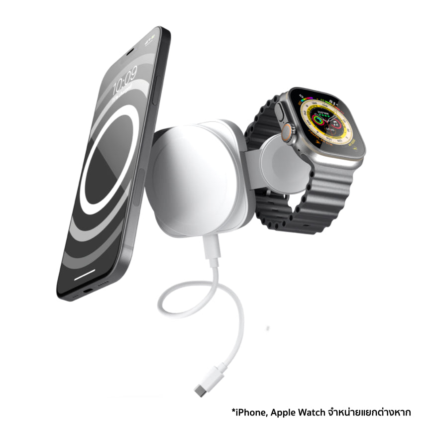 Zens 2-in-1 MagSafe + Watch Travel Charger white