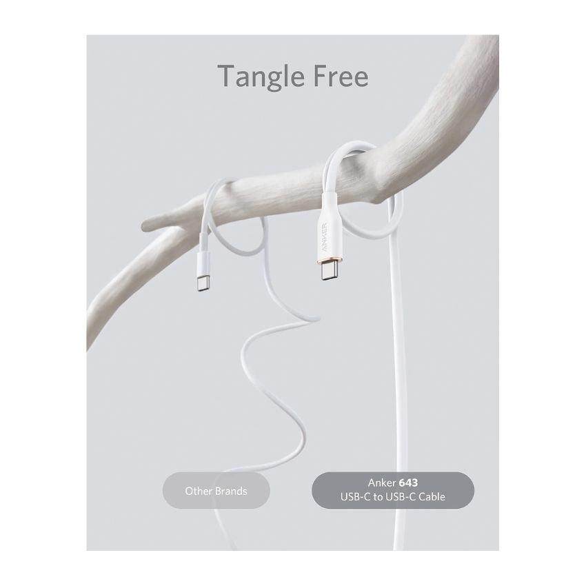 Anker 643 USB-C to USB-C Cable (3ft,Flow,Silicone) - White