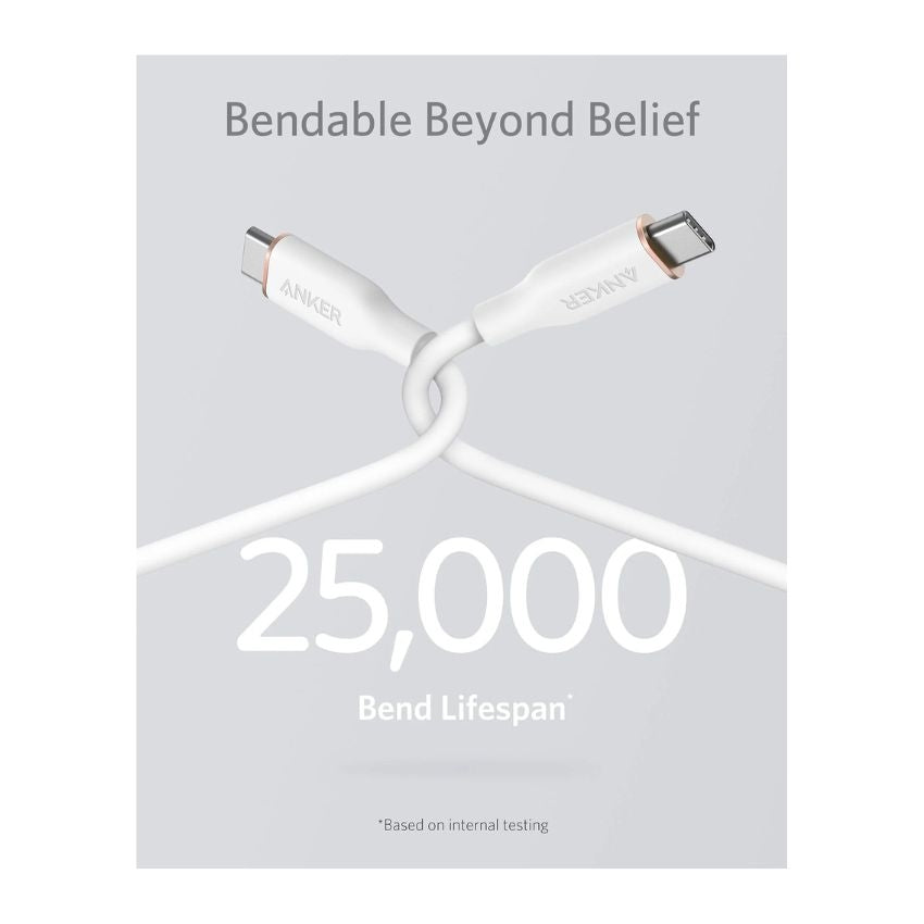 Anker 643 USB-C to USB-C Cable (3ft,Flow,Silicone) - White