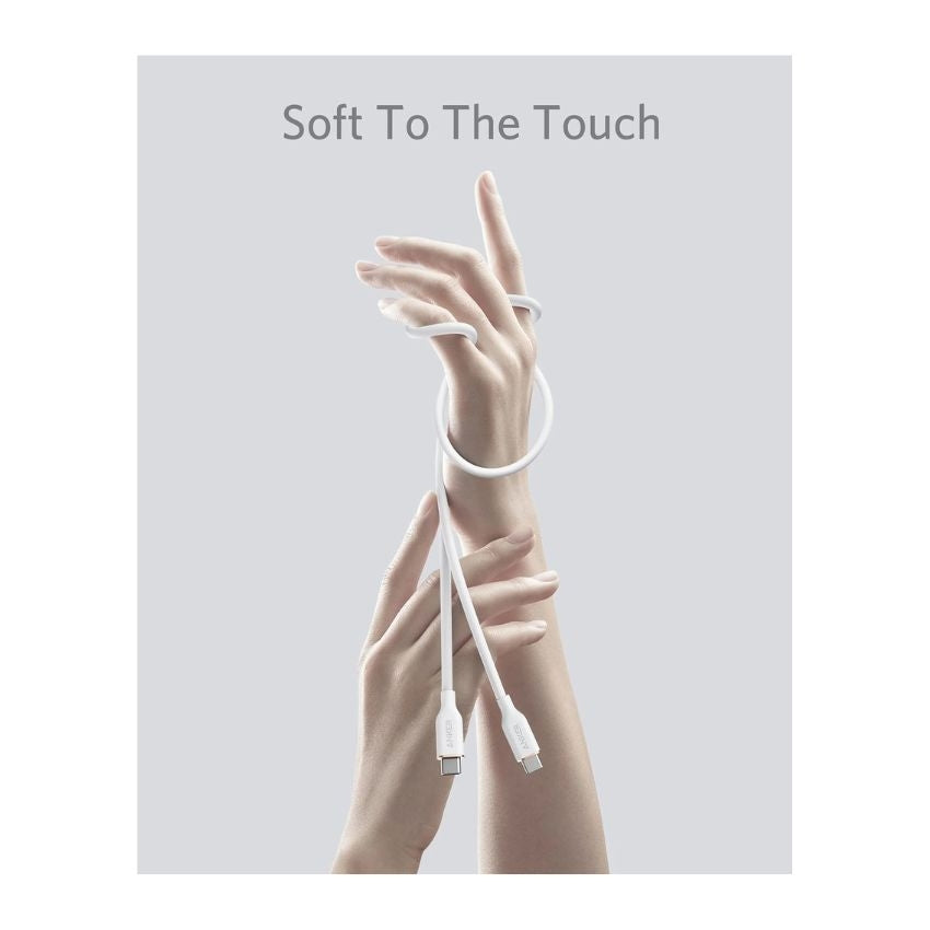 Anker 643 USB-C to USB-C Cable (3ft,Flow,Silicone) - White