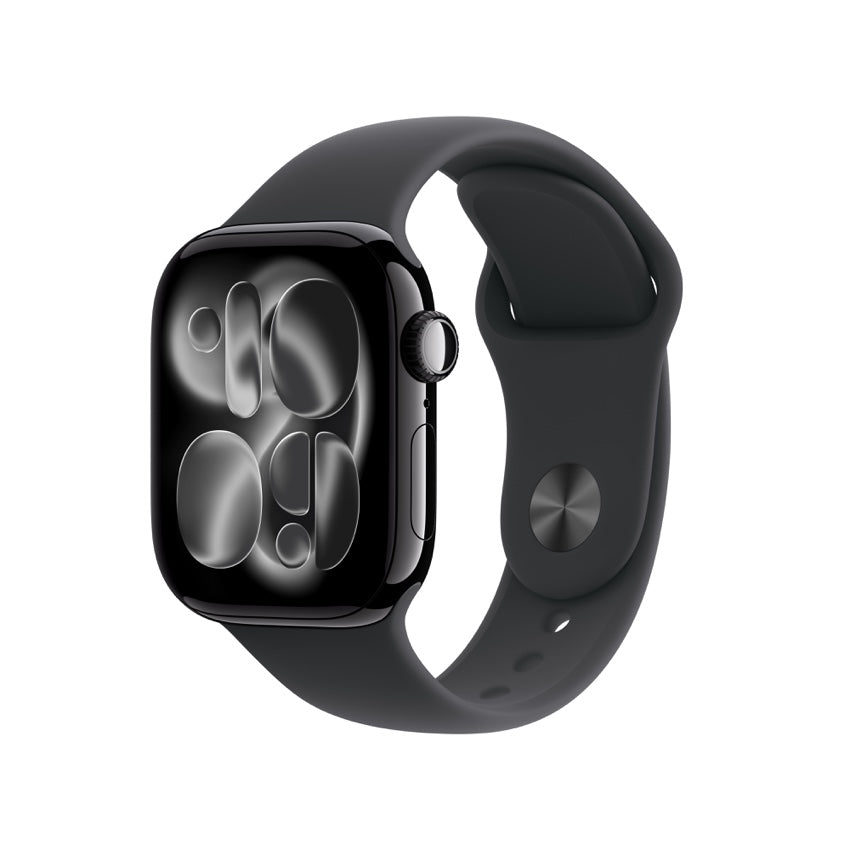 Apple Watch Series 11 GPS + Cellular 42mm Jet Black Aluminium Case with Black Sport Band - S/M