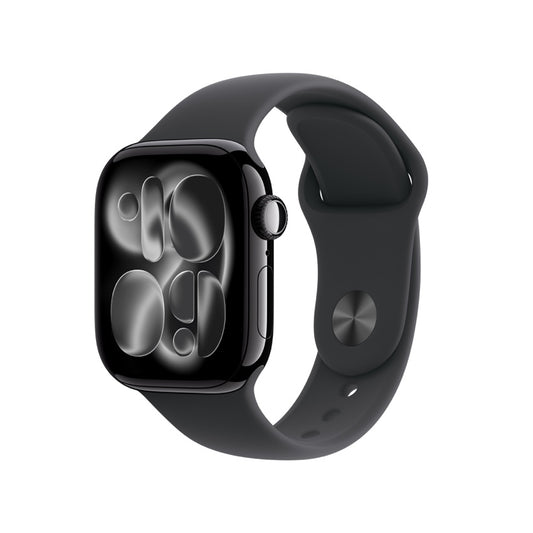Apple Watch Series 11 GPS + Cellular 42mm Jet Black Aluminium Case with Black Sport Band - S/M