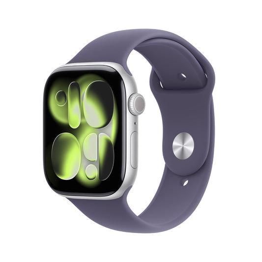 Apple Watch Series 11 GPS 46mm Silver Aluminium Case with Purple Fog Sport Band - M/L