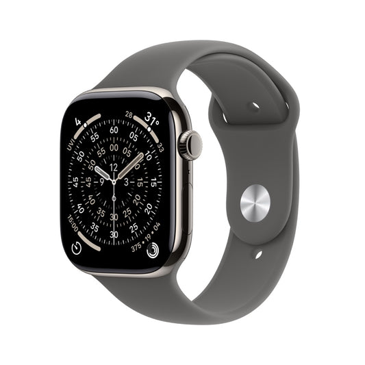 Apple Watch Series 11 GPS + Cellular 46mm Natural Titanium Case with Stone Grey Sport Band - M/L