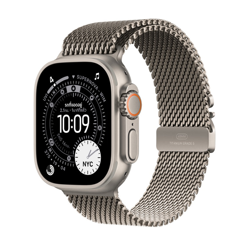 Apple Watch Ultra 3 GPS + Cellular 49mm Natural Titanium Case with Natural Titanium Milanese Loop - Medium