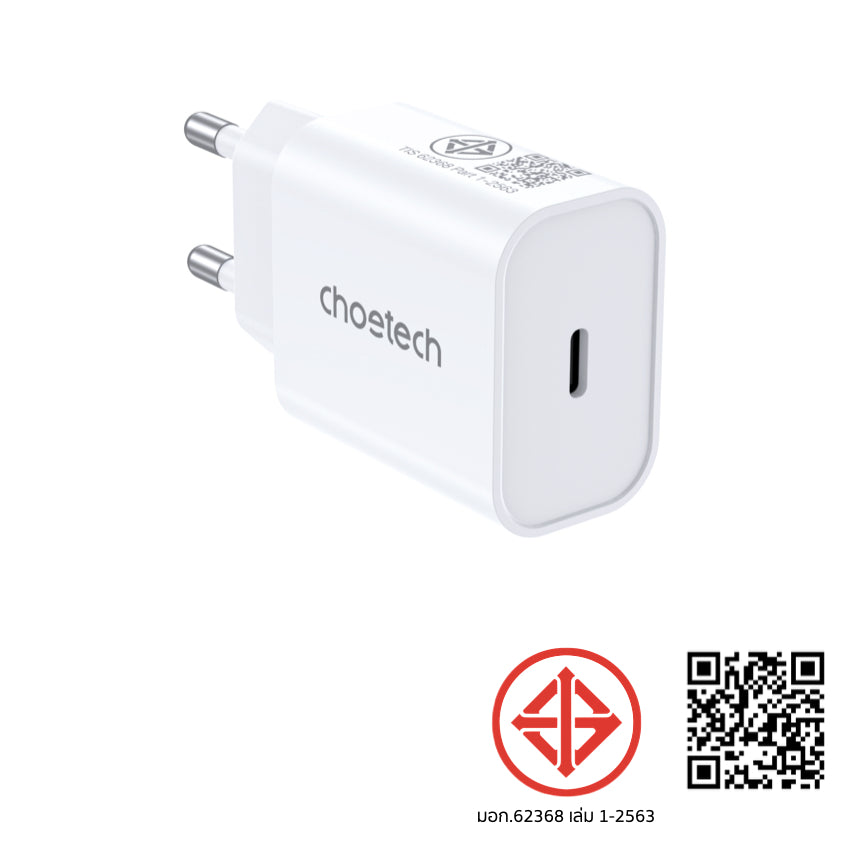 หัวชาร์จ Choetech USB-C Charge 30W (ปลั๊ก TH) สี White