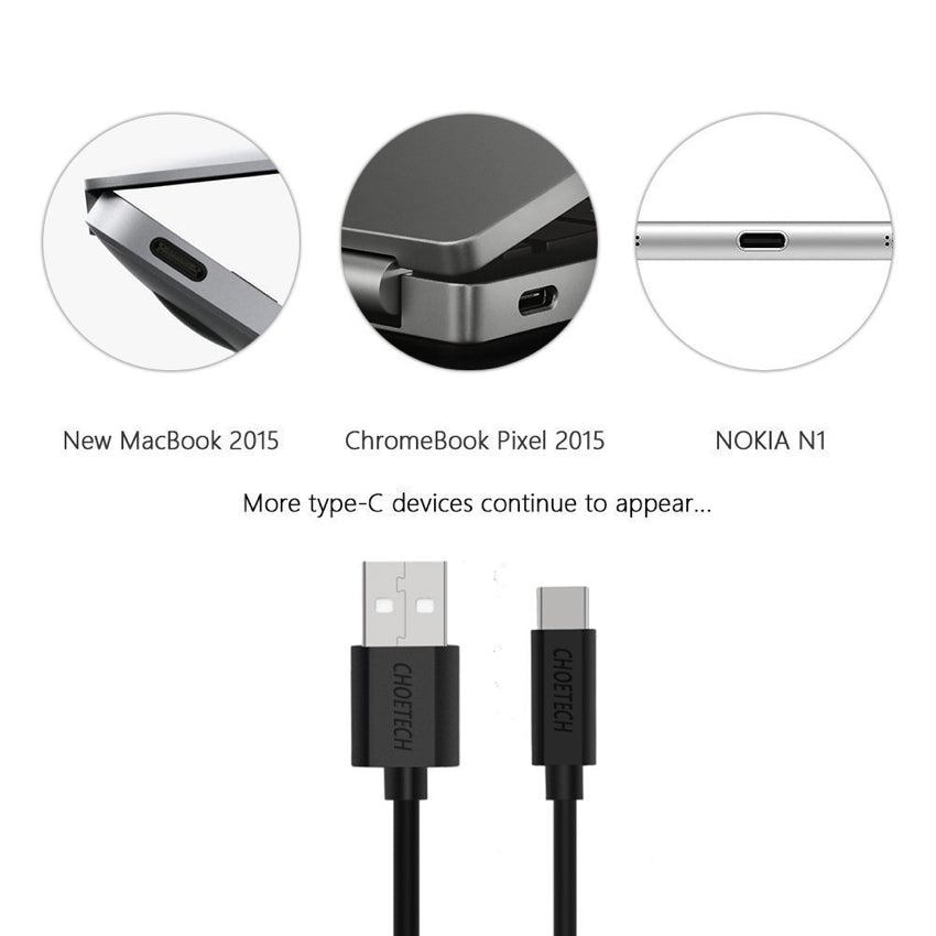 Choetech USB-A to USB-C PVC Cable 1 m - Black