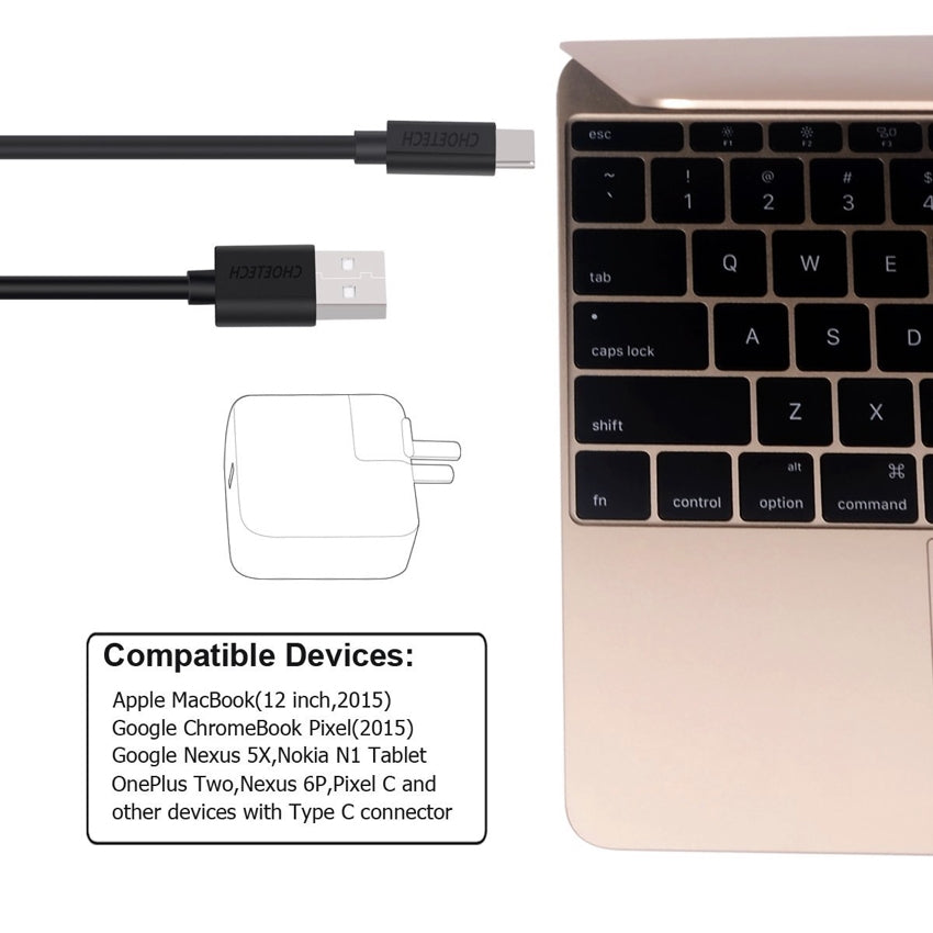 Choetech USB-A to USB-C PVC Cable 1 m - Black