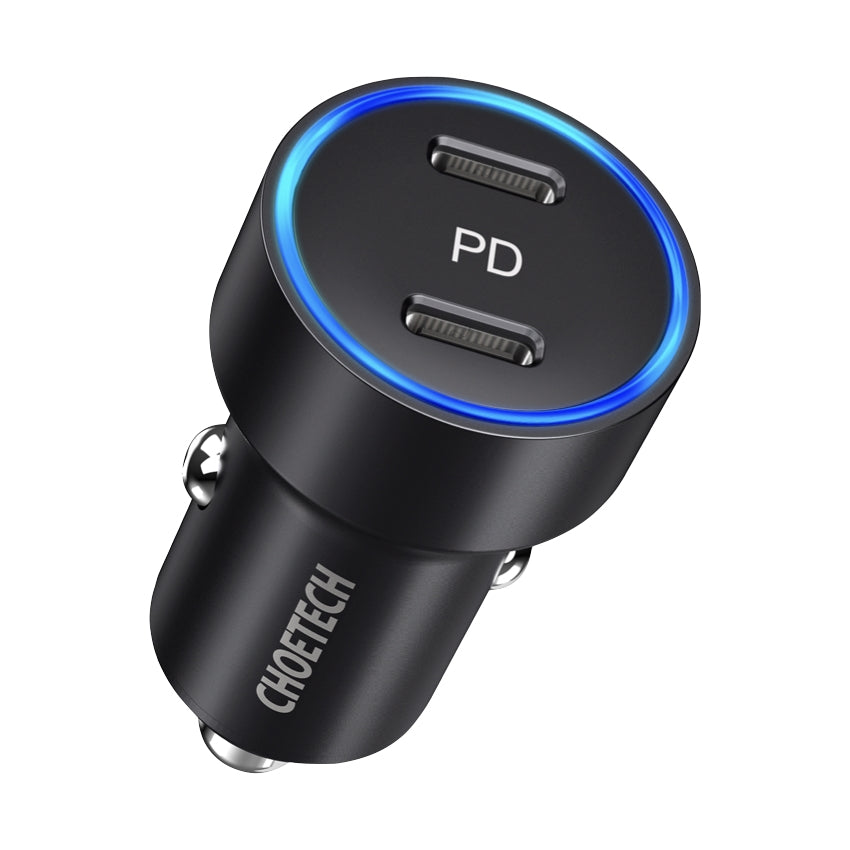 หัวชาร์จในรถยนต์ Choetech Dual USB-C 40 วัตต์ สีดำ