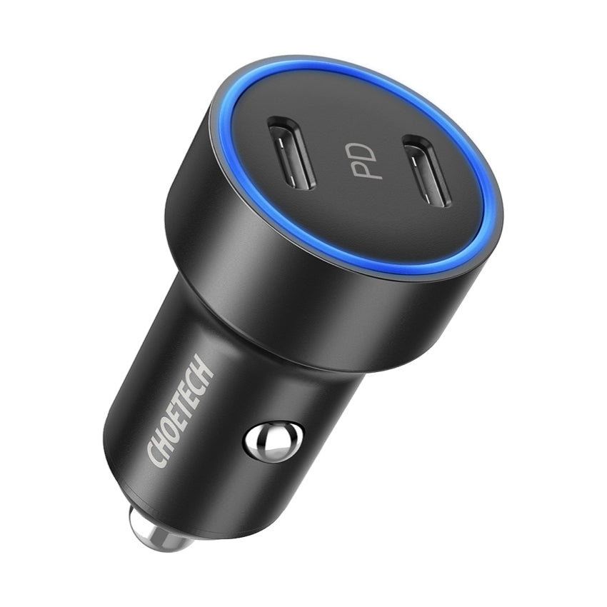 หัวชาร์จในรถยนต์ Choetech Dual USB-C 40 วัตต์ สีดำ