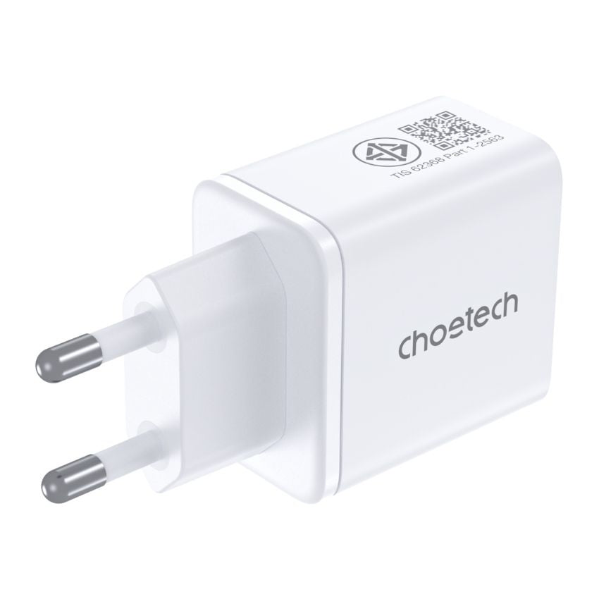 Choetech Dual USB-C ports PD 45W TH Plug -White