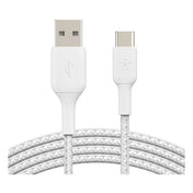 Belkin Double Nylon Braided Sync and Charge 12W USB-A to C Cable 1 Meter - White