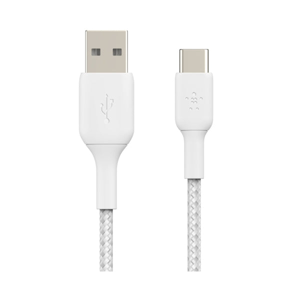 Belkin Double Nylon Braided Sync and Charge 12W USB-A to C Cable 1 Meter - White