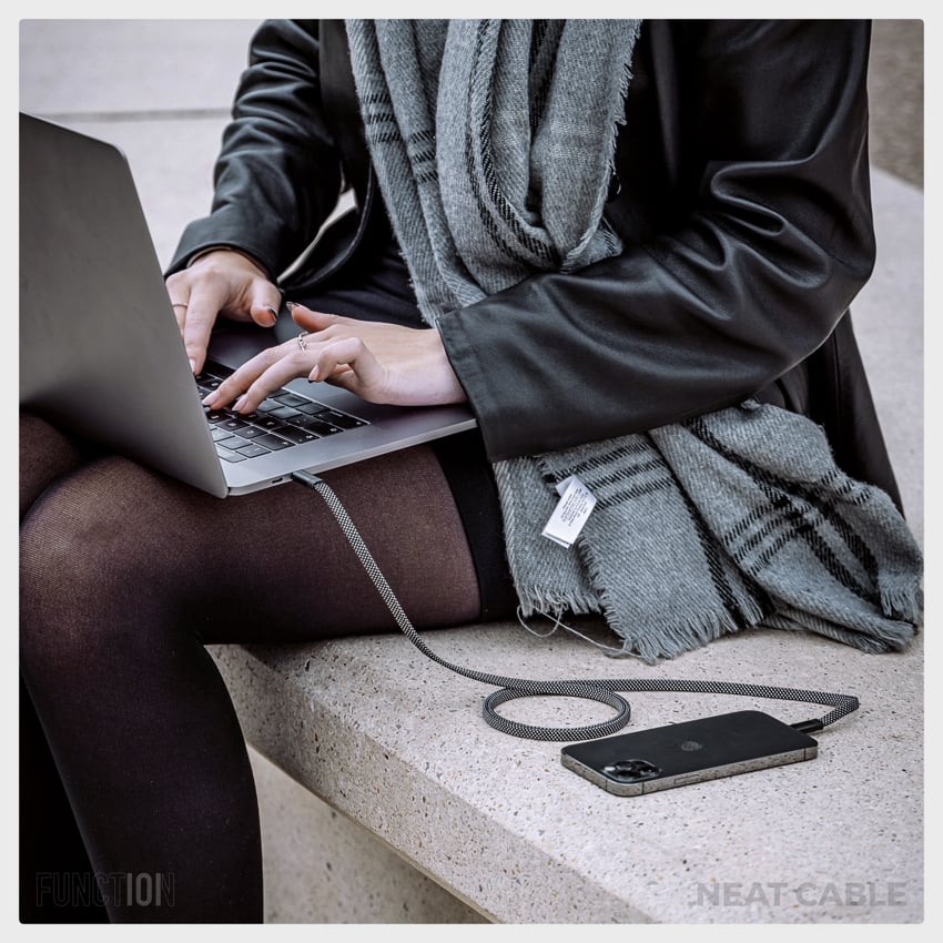 สายชาร์จ Function 101 Neat C to C Magnetic Flat ความยาว 1 เมตร รองรับกำลังไฟ 60W สี Black