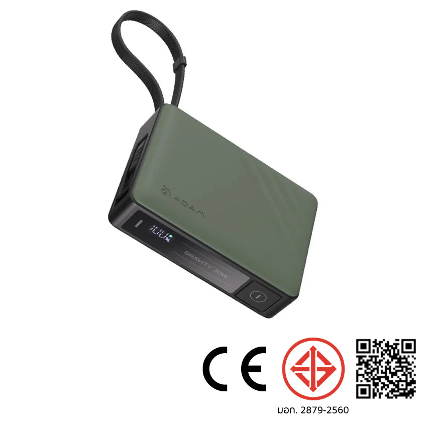 แบตเตอรี่สำรองพกพา Adam Element Gravity 30 วัตต์ ความจุ 10000 mAh สี Green