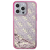 Guess Liquid Glitter 4G Pattern for iPhone 15 Pro Max - Translucent Pink