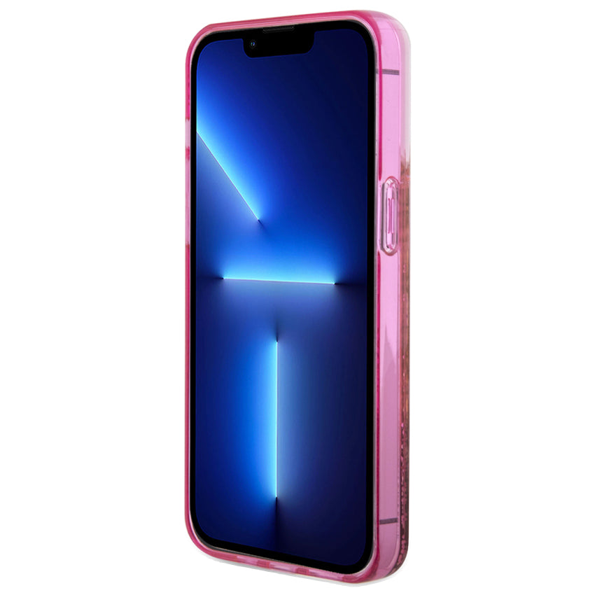 Guess Liquid Glitter 4G Pattern for iPhone 15 Pro Max - Translucent Pink