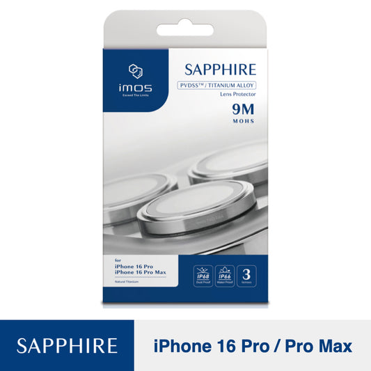 ฟิล์มกระจกป้องกันเลนส์ iPhone 16 Pro/16 Pro Max Imos Sapphire Titanium สี Natural Titanium