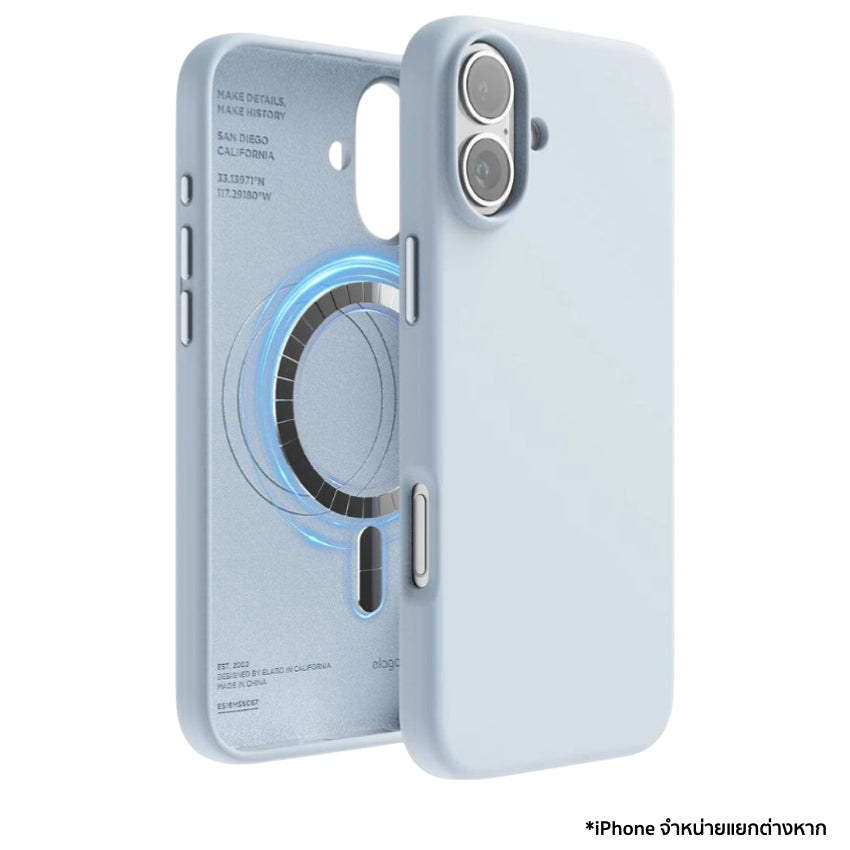 เคสกันกระแทก iPhone 16 Plus Magnetic Silicone รองรับ MagSafe สี Light Blue