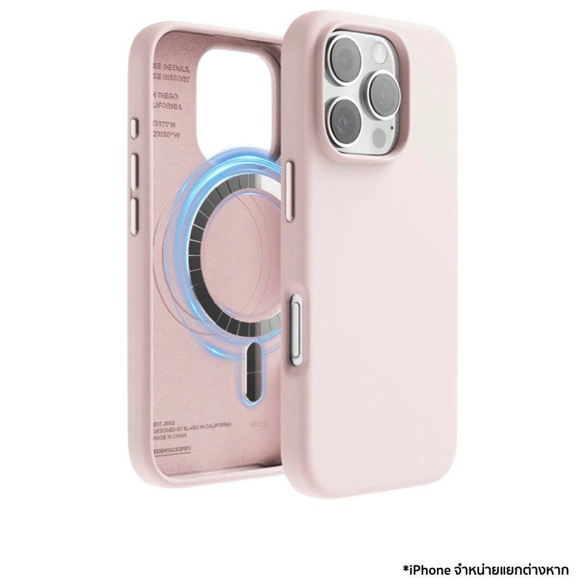 เคสกันกระแทก iPhone 16 Pro Magnetic Silicone รองรับ MagSafe สี Lovely Pink
