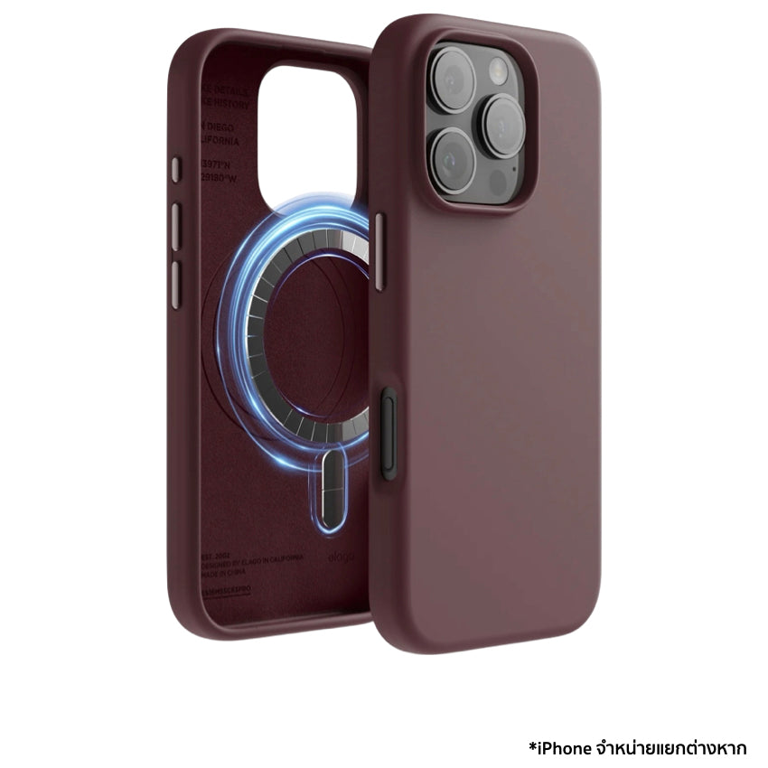เคสกันกระแทก iPhone 16 Pro Elago Magnetic Silicone รองรับ MagSafe สี Burgundy