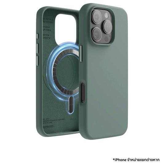 เคสกันกระแทก iPhone 16 Pro Elago Magnetic Silicone รองรับ MagSafe สี Midnight Green