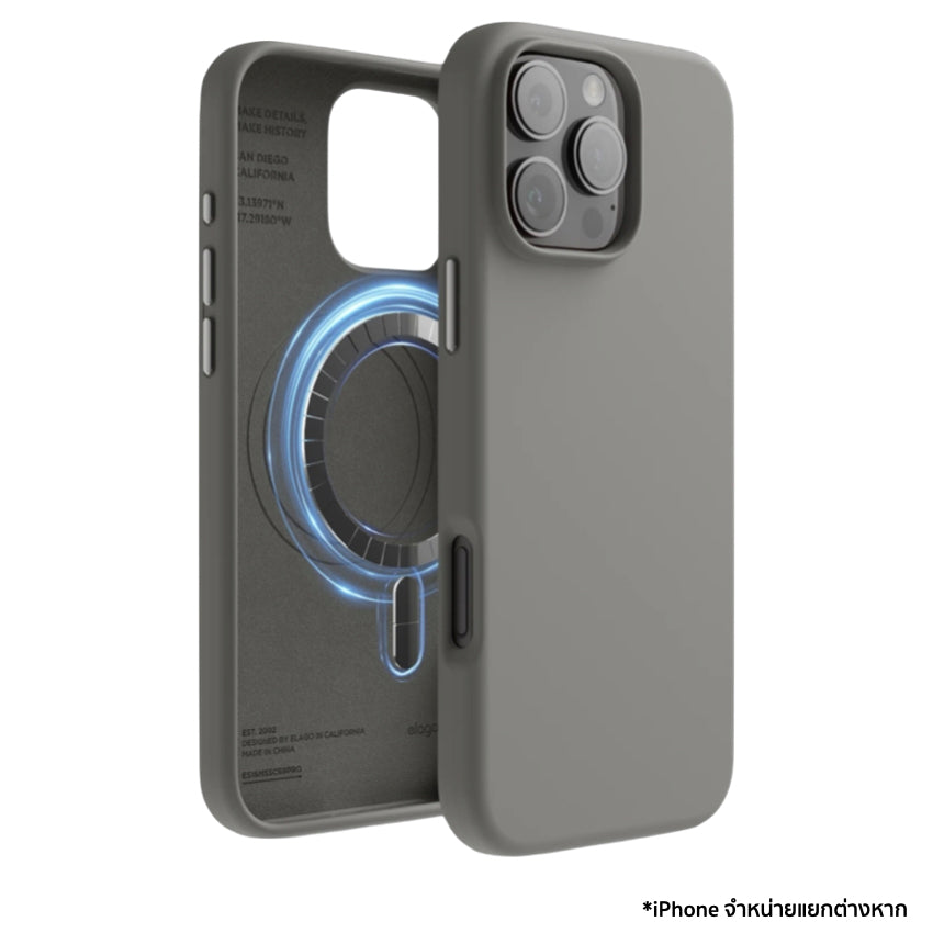 เคสกันกระแทก iPhone 16 Pro Max Magnetic Silicone รองรับ MagSafe สี Medium Gray