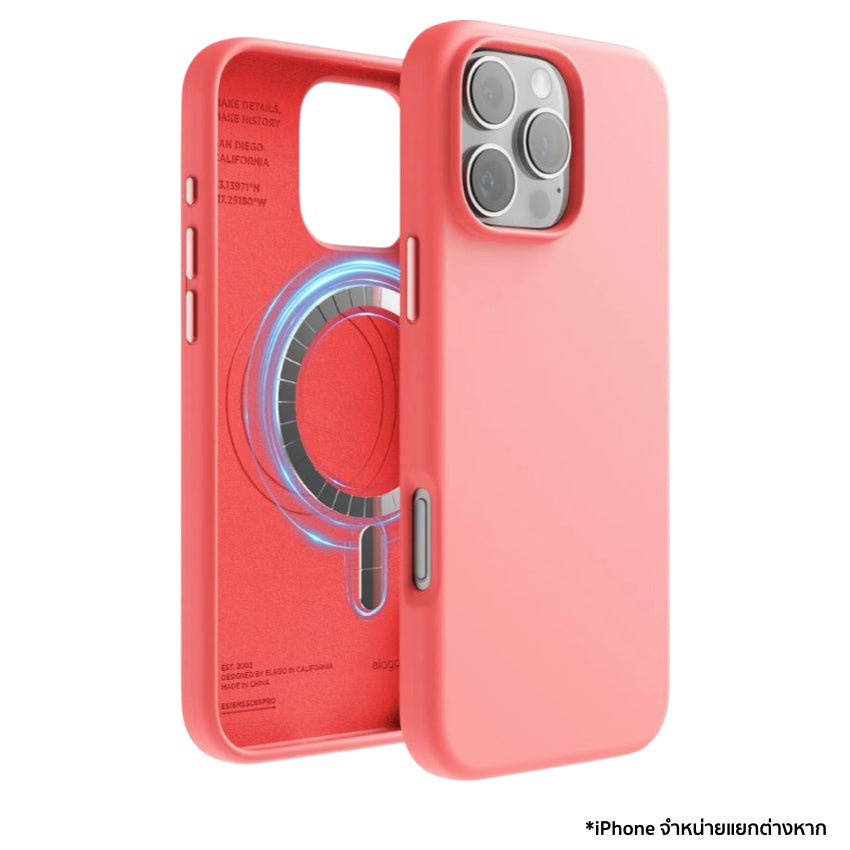 เคสกันกระแทก iPhone 16 Pro Max Magnetic Silicone รองรับ MagSafe สี Pink