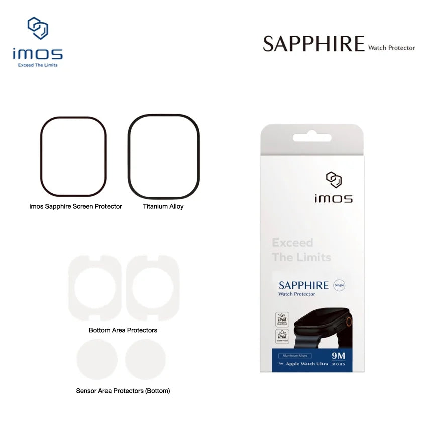 ฟิล์มกระจก Apple Watch Ultra รุ่นที่ 1/2 (49มม.) Imos วัสดุ Sapphire สีดำ