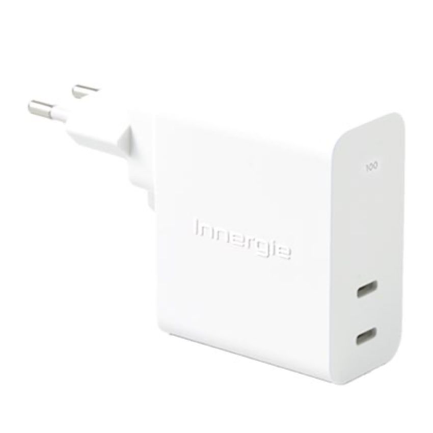 INNERGIE C10 Duo USB-C Power Adapter (TH Plug) หัวชาร์จ C10 Duo พอร์ตคู่ USB-C กำลังไฟสูงสุด 100 วัตต์ สามารถชาร์จอุปกรณ์ 2 เครื่องพร้อมกันได้ ขนาดเล็ก พกพาสะดวก