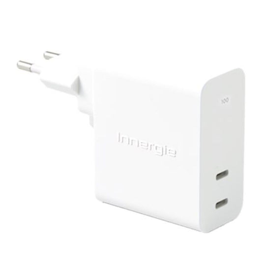 INNERGIE C10 Duo USB-C Power Adapter (TH Plug) หัวชาร์จ C10 Duo พอร์ตคู่ USB-C กำลังไฟสูงสุด 100 วัตต์ สามารถชาร์จอุปกรณ์ 2 เครื่องพร้อมกันได้ ขนาดเล็ก พกพาสะดวก