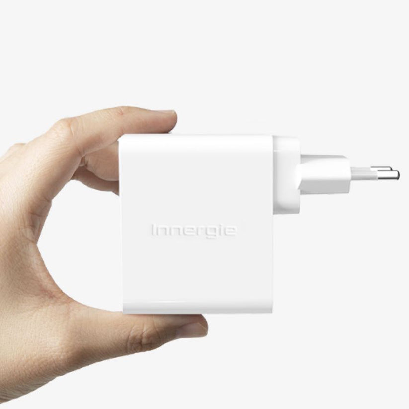 INNERGIE C10 Duo USB-C Power Adapter (TH Plug) หัวชาร์จ C10 Duo พอร์ตคู่ USB-C กำลังไฟสูงสุด 100 วัตต์ สามารถชาร์จอุปกรณ์ 2 เครื่องพร้อมกันได้ ขนาดเล็ก พกพาสะดวก