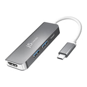 ฮับ USB-C แบบหลายพอร์ต J5 5-in-1 USB-C to 4K HDMI, 2-port USB-A 3.0 รองรับการชาร์จ Power Delivery