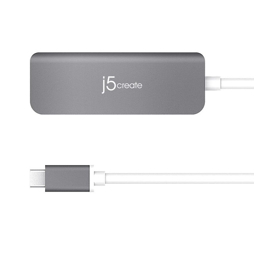 ฮับ USB-C แบบหลายพอร์ต J5 5-in-1 USB-C to 4K HDMI, 2-port USB-A 3.0 รองรับการชาร์จ Power Delivery