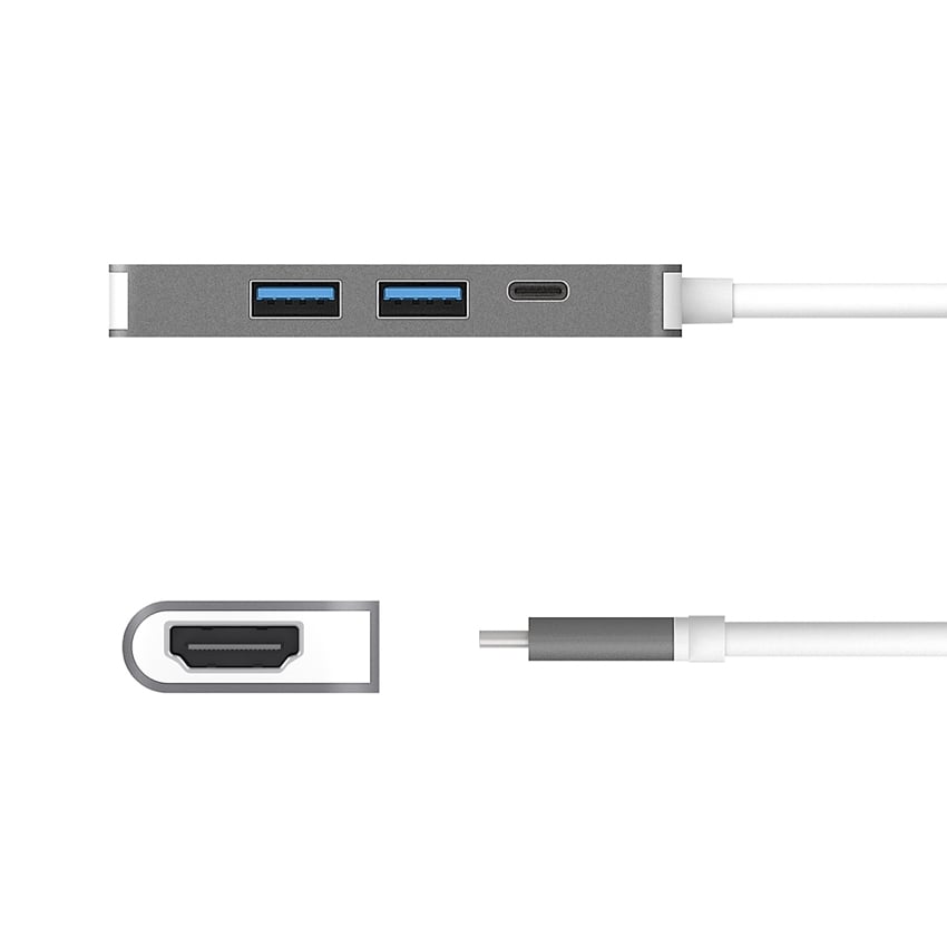 ฮับ USB-C แบบหลายพอร์ต J5 5-in-1 USB-C to 4K HDMI, 2-port USB-A 3.0 รองรับการชาร์จ Power Delivery