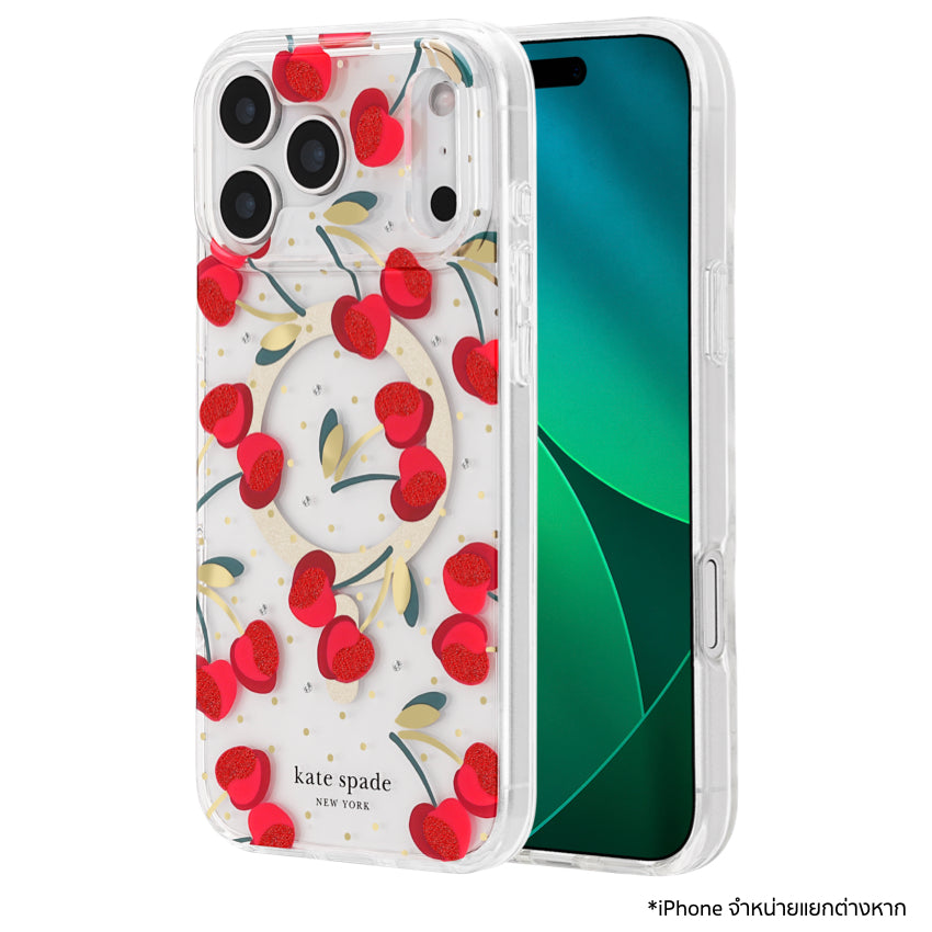 iPhone 17 Pro Max เคสแฟชั่น Kate Spade ลาย Cherry Dot Print รองรับ MagSafe