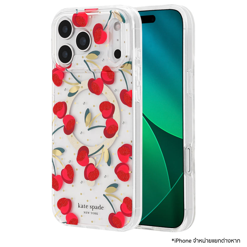 iPhone 17 Pro Max เคสแฟชั่น Kate Spade ลาย Cherry Dot Print รองรับ MagSafe