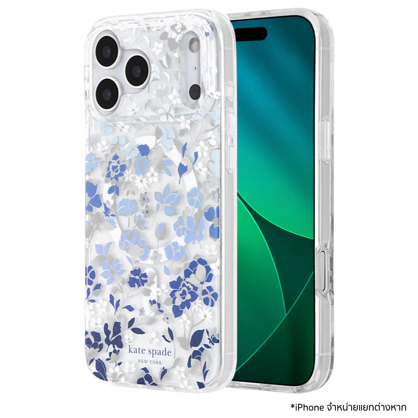 iPhone 17 Pro Max เคสแฟชั่น Kate Spade ลาย Flowerbed Blue Print รองรับ MagSafe