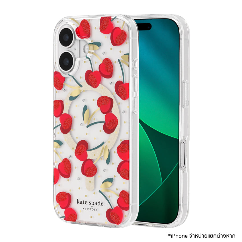 iPhone 17 เคสแฟชั่น Kate Spade ลาย Cherry Dot Print รองรับ MagSafe