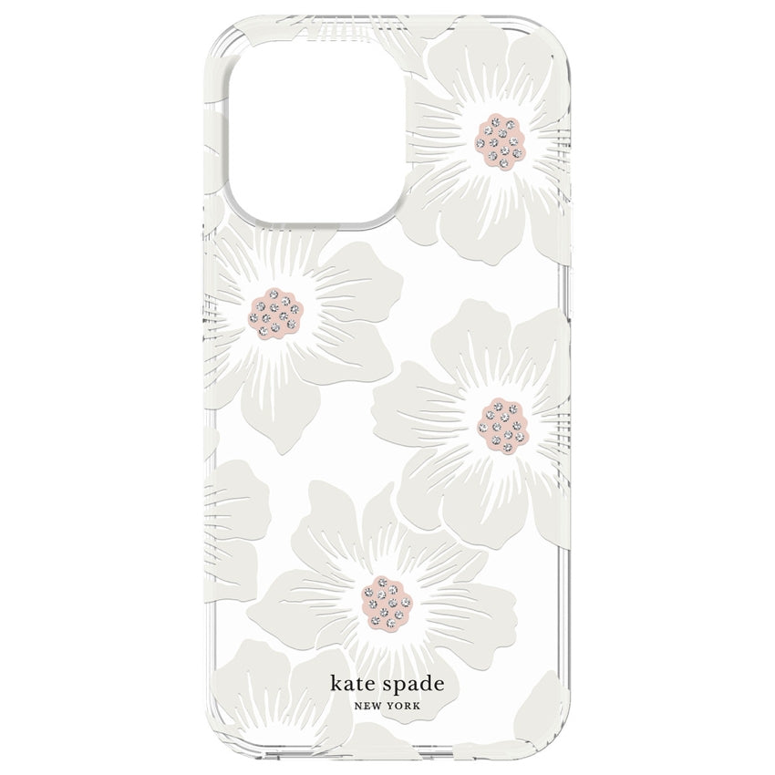 KATE SPADE Protective Hardshell Case for iPhone 14 Pro Max - Hollyhock Floral Clear