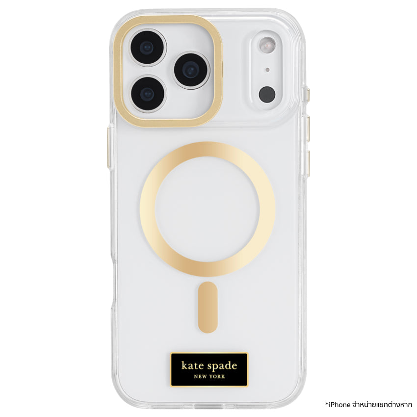 เคส iPhone 17 Pro Max Kate Spade รุ่น Icon Clear รองรับ MagSafe ดีไซน์ใสหรู ขาตั้งในตัว ปกป้องมือถือด้วยมาตรฐานกันตกสูงสุด 12 ฟุต