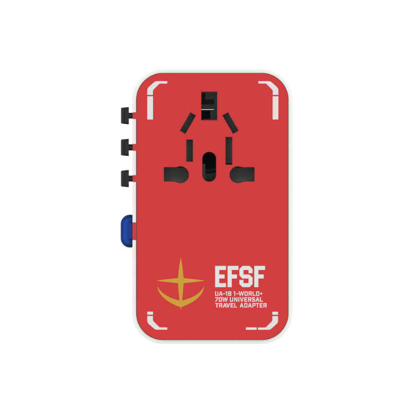 หัวชาร์จสำหรับเดินทาง Momax 1-World+ GaN 70W พร้อมสาย USB-C ในตัว (มี 3 พอร์ต) สี Gundam White