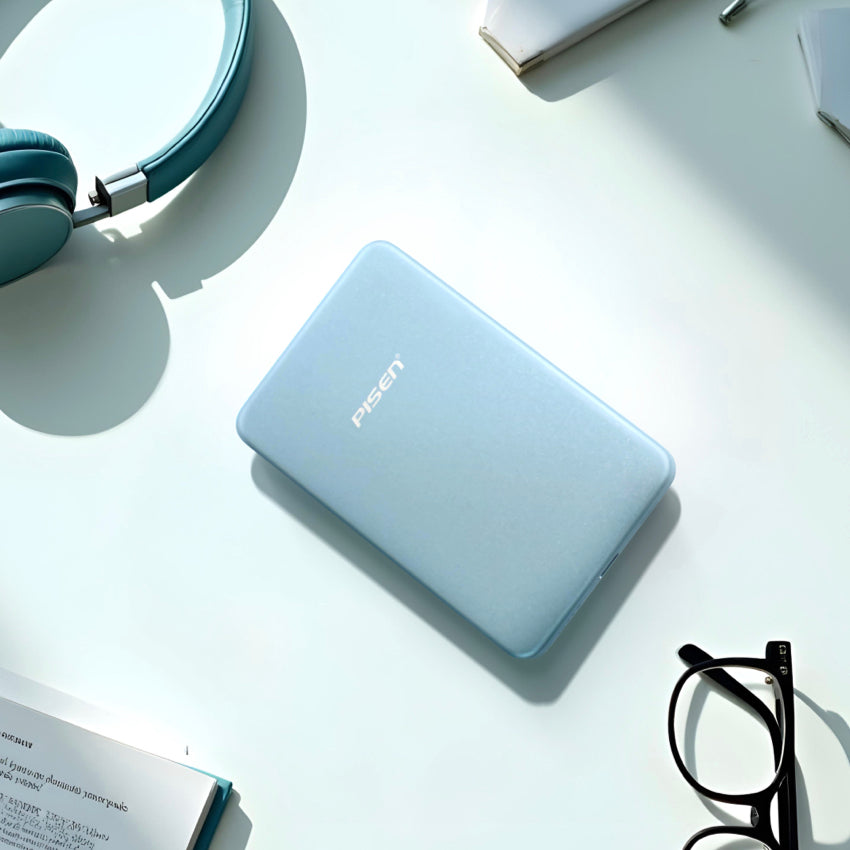 PISEN TP-D148 SleekVolt สีฟ้า 10,000mAh แบตสำรองชาร์จเร็วและรองรับชาร์จไร้สาย