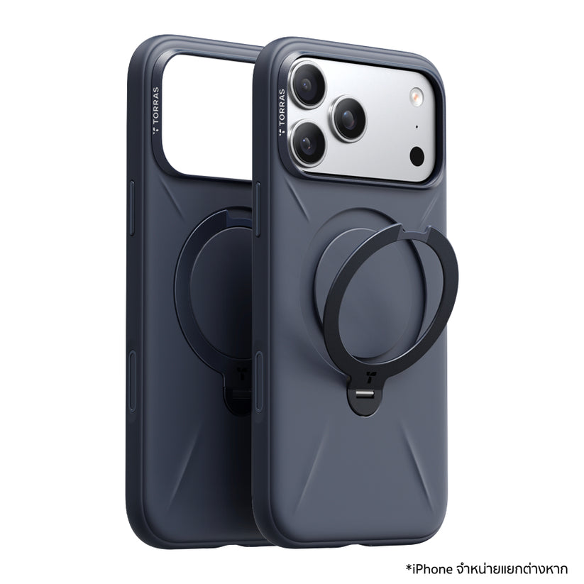 เคสกันกระแทก iPhone 17 Pro Torras Ostand Spin Silicone Series สี Midnight Blue ขาตั้งหมุน 360° ซิลิโคน ROHS กันลื่น ป้องกันรอยขีดข่วน