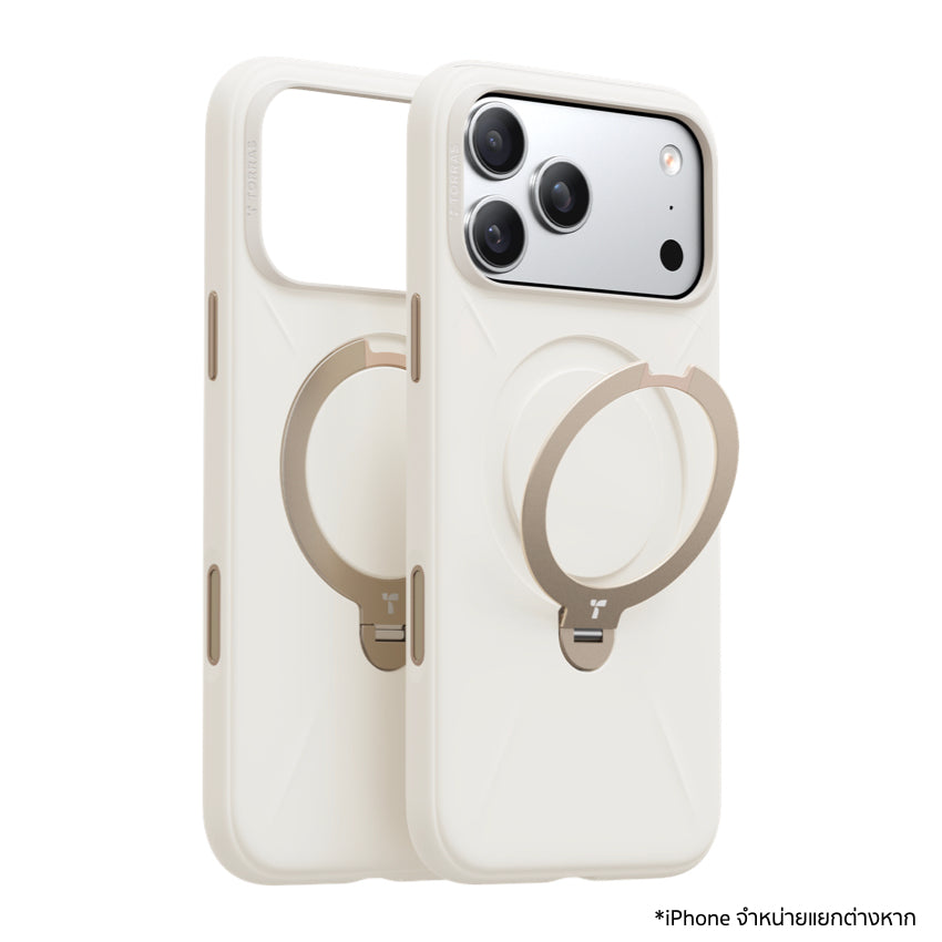 เคสกันกระแทก iPhone 17 Pro Torras Ostand Spin Silicone Series สี Pearl White  ขาตั้งหมุน 360° ซิลิโคน ROHS กันลื่น ป้องกันรอยขีดข่วน